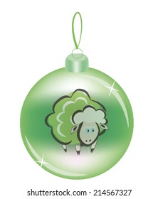 Christmas ball ornaments with zodiac sign. Sheep. Vector illustration