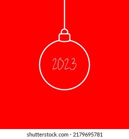 Christmas ball outline. Christmas greeting card. Vector illustration 2023