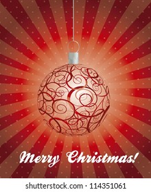 christmas ball over red background. vector illustration