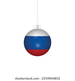 Christmas ball overlayed with the flag of Russia.