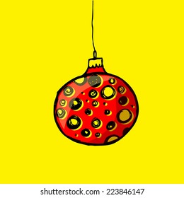 Christmas ball painted hands. Vector