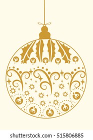 Christmas ball with a pattern holly berry vector illustration