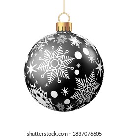 Christmas  ball  with pattern  isolated on white background. Xmas  tree and Black Friday decoration. Vector bauble.