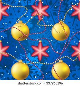 Christmas ball pattern, New year decorations. vector. Wallpaper with bow and ribbon. Sparkles and bokeh. Shiny and glowing