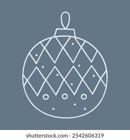 Bola de Natal com um padrão de losangos e círculos. Desenho de cor clipart ilustração.