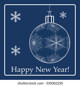 Christmas ball with a pattern and snowflakes