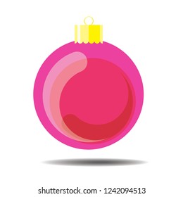 Christmas ball pink icon vector illustrator for gift wrapping Christmas special, New Year isolated on white background.