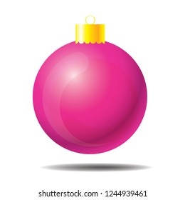 Christmas ball pink icon vector illustrator for gift wrapping Christmas special, New Year isolated on white background.