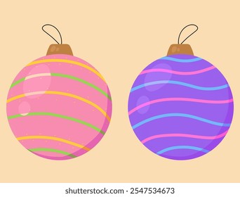 christmas ball pink and purple