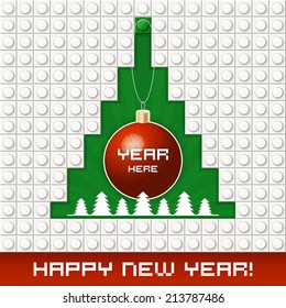 Christmas ball in plastic background. Greeting card for New Year and Christmas.