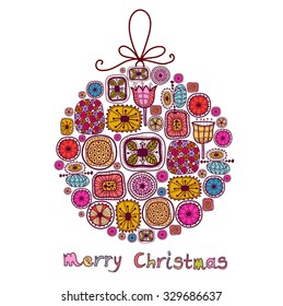 Christmas ball postcard
