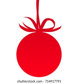 Christmas ball, red bow, isolated on a white