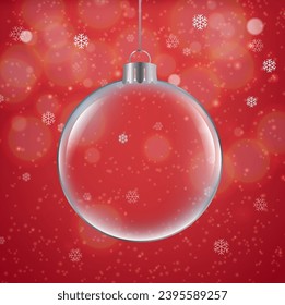 Christmas Ball With Red Christmas card With Gradient Mesh, Vector Illustration