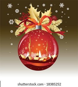 Christmas Ball in red colors, vector illustration