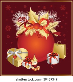Christmas Ball in red colors, vector illustration