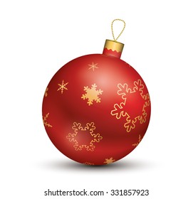 Christmas ball - Red - Decorated design.