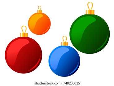 Christmas ball, red, orange, green, blue