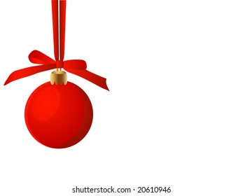 christmas ball with red ribbons