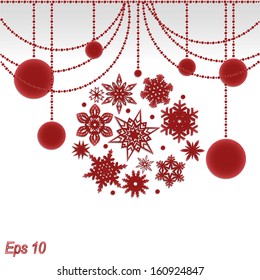 Christmas ball from  red snowflakes