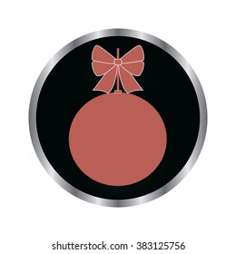 Christmas ball - Red - vector icon on a black button