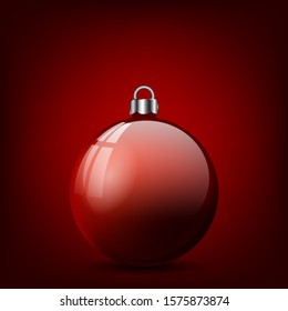 Christmas ball red vector on red background.