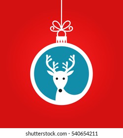 Christmas ball with reindeer background illustration