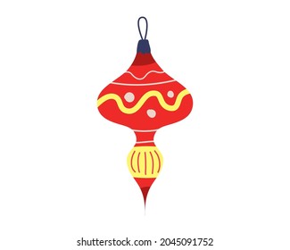 Christmas ball retro, vintage decoration. Symbol of Happy New Year, Xmas holiday celebration. Vector illustration cartoon flat style