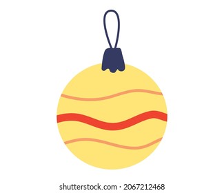 Christmas ball retro, vintage decoration. Symbol of Happy New Year, Xmas holiday celebration. Vector illustration cartoon flat style