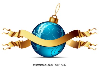 christmas ball with ribbon