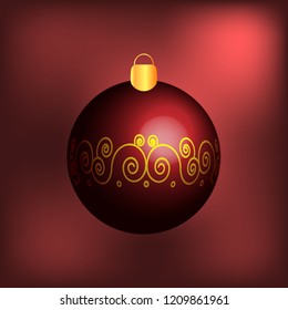 christmas ball with ribbon and bow, vector illustration