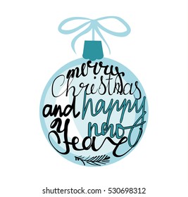 Christmas ball with ribbon and a bow. Vector Illustration.