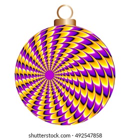 Christmas ball with rotation of yellow spirals (spin illusion)