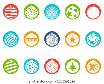 Christmas ball round button icons set
