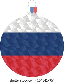 Christmas ball with Russian flag in polygonal style vector illustration
