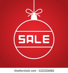 Christmas ball with SALE inscription. Vector illustration.