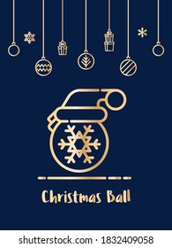 Christmas ball with santa hat icon.