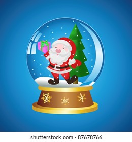 Christmas ball with Santa on a blue background