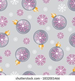 Christmas ball seamless pattern. Bauble decorations. Good for wrapping paper, textil, cards.