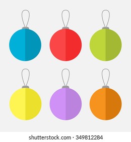 Christmas ball set. White background. Isolated. Flat design style Vector illustration.