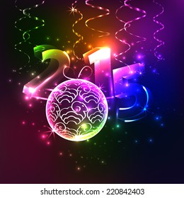 Christmas ball with sheep. Vector shiny background. 