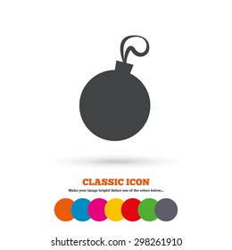 Christmas ball sign icon. Holidays button. Classic flat icon. Colored circles. Vector