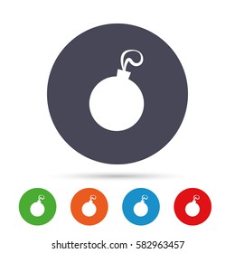 Christmas ball sign icon. Holidays button. Round colourful buttons with flat icons. Vector