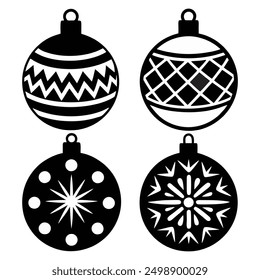 Christmas ball silhouette isolated on white background. Ball christmas sign vector illustration design