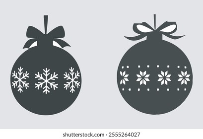 Christmas ball silhouette vector art illustration