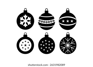 Conjunto de vetor de silhueta de bola de Natal para design de ornamento festivo