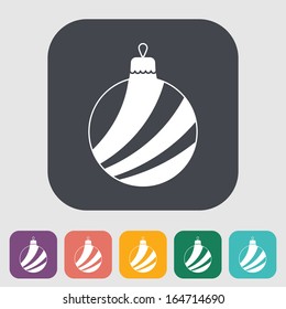 Christmas ball. Single flat icon on the button. Vector illustration.