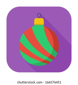 Christmas ball. Single flat icon on the button. Vector illustration.