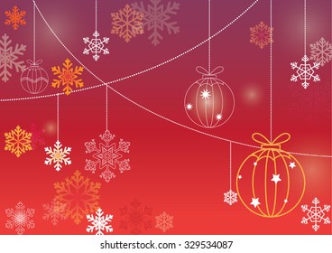 christmas ball and snow