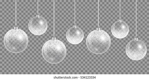 Christmas ball snow. Happy holidays vector. New year celebration