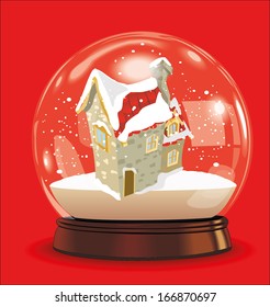 Christmas ball with snow and house vector